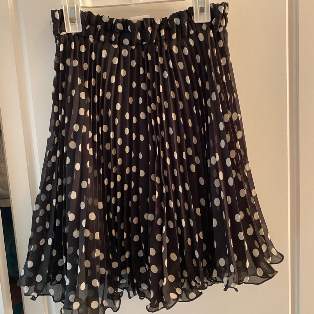 H&M Black Midi Skirt with White Polka Dots
